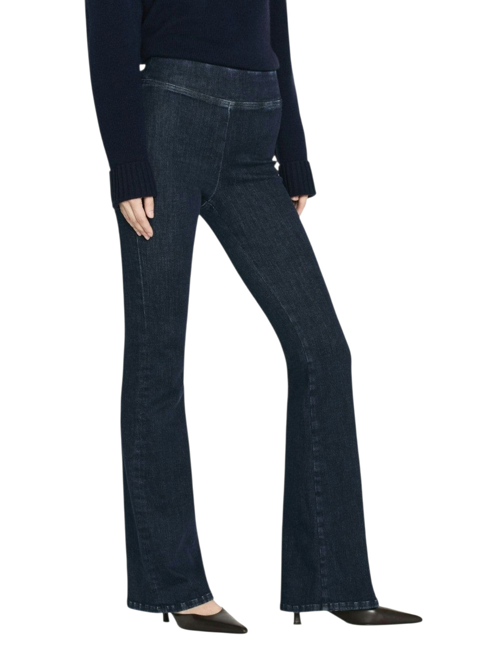Frame Jet Set Flare Jeans Dark Wash Pull On Organic Cotton Blend Minimalist 26 2